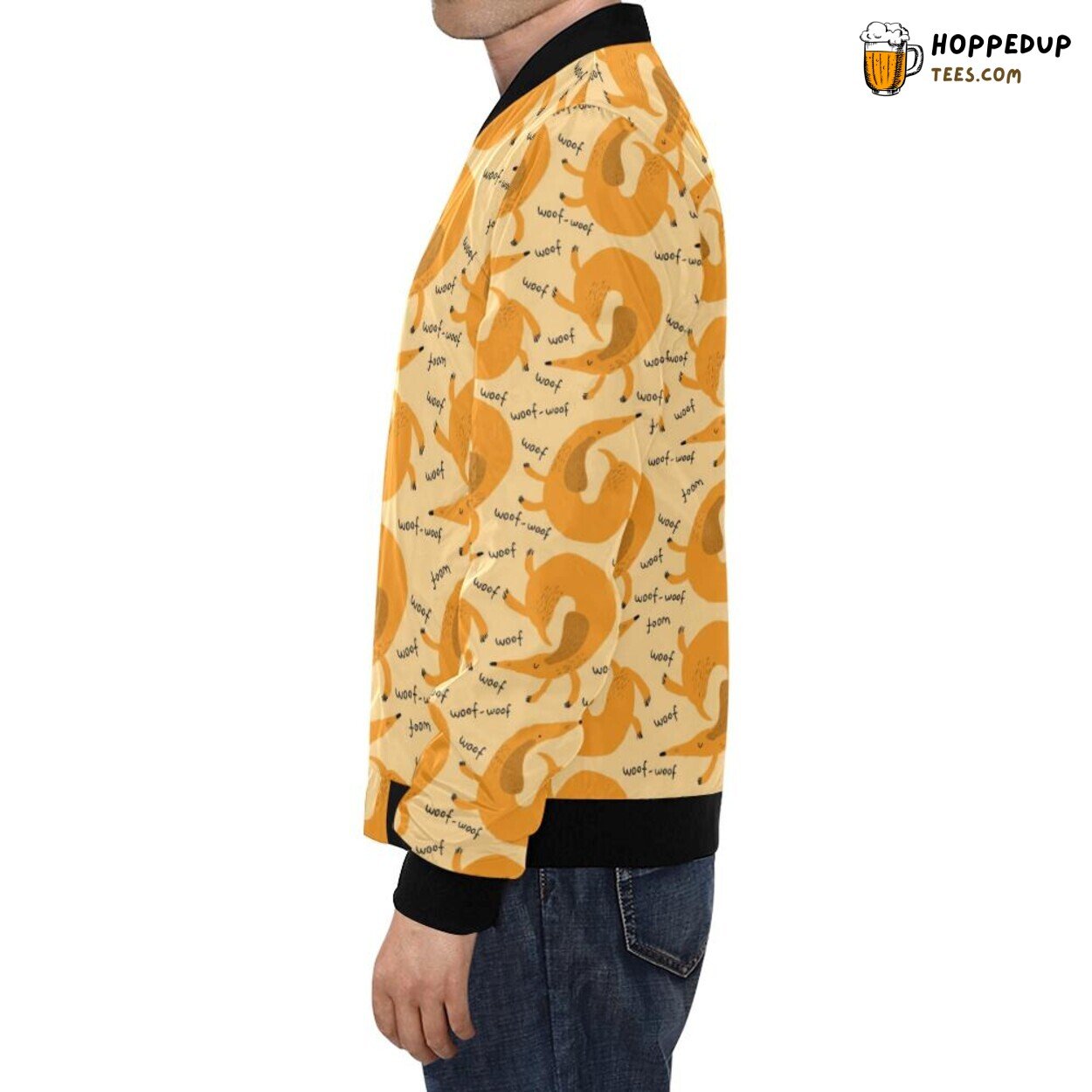 Wiener Dog Dachshund Pattern Woof Woof Men’s Bomber Jacket Unique Look