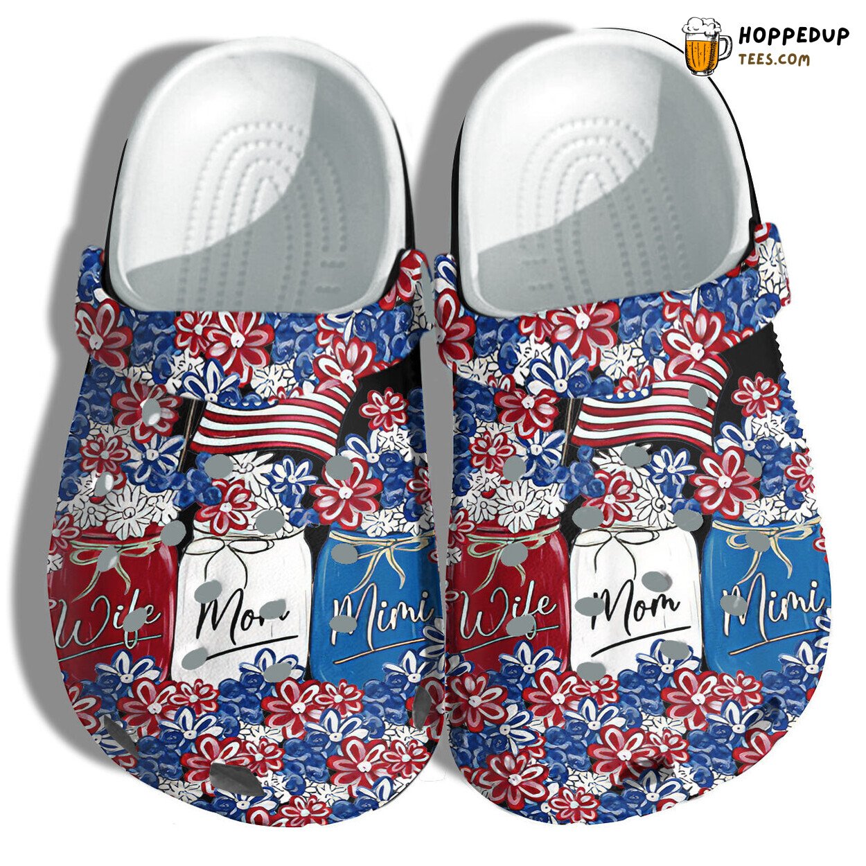 Wife Mom Mimi 4th July Shoes Women Flower Garden Love Family Flag