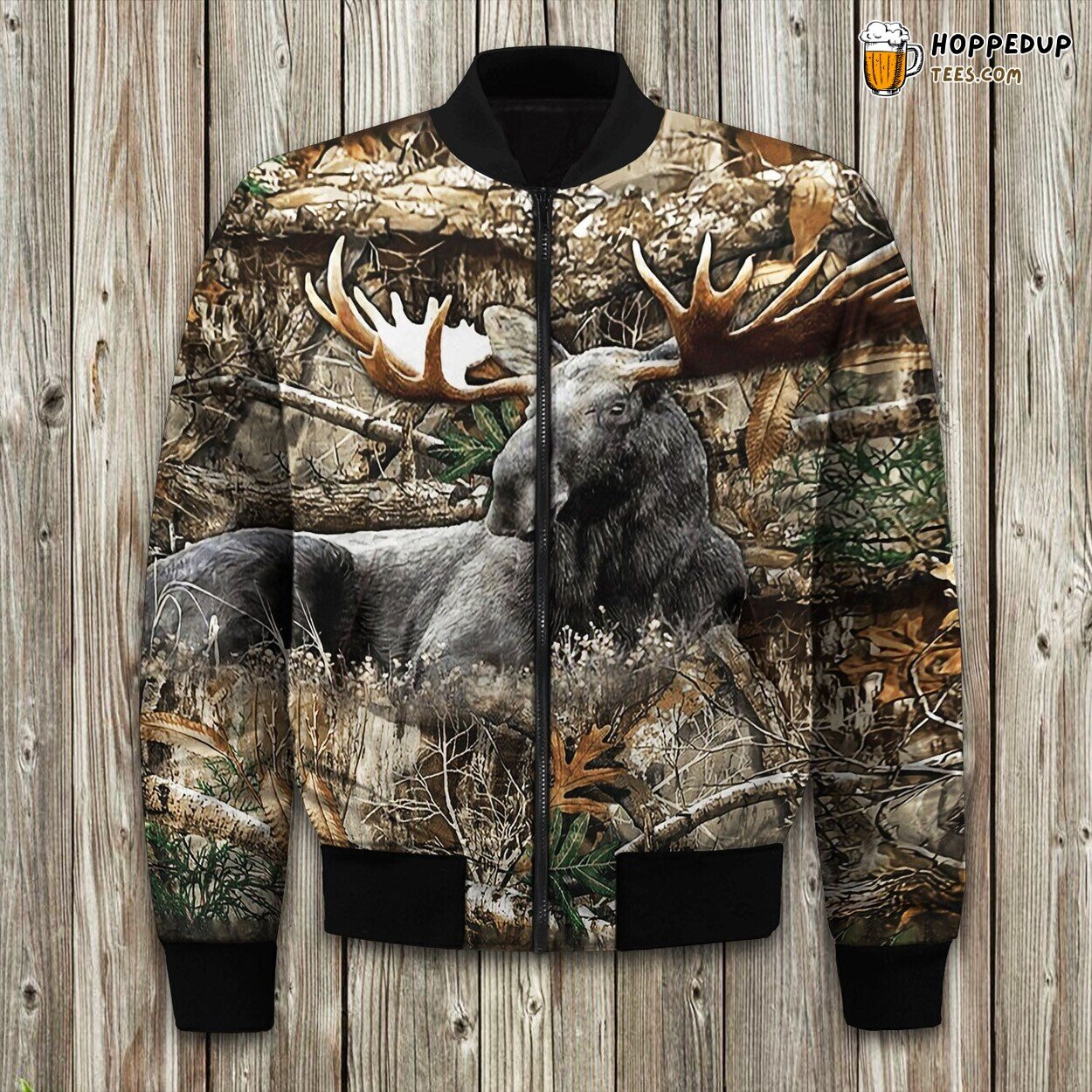Wild Adventure Moose Hunting Winter Bomber Jacket Nature’s Call Design