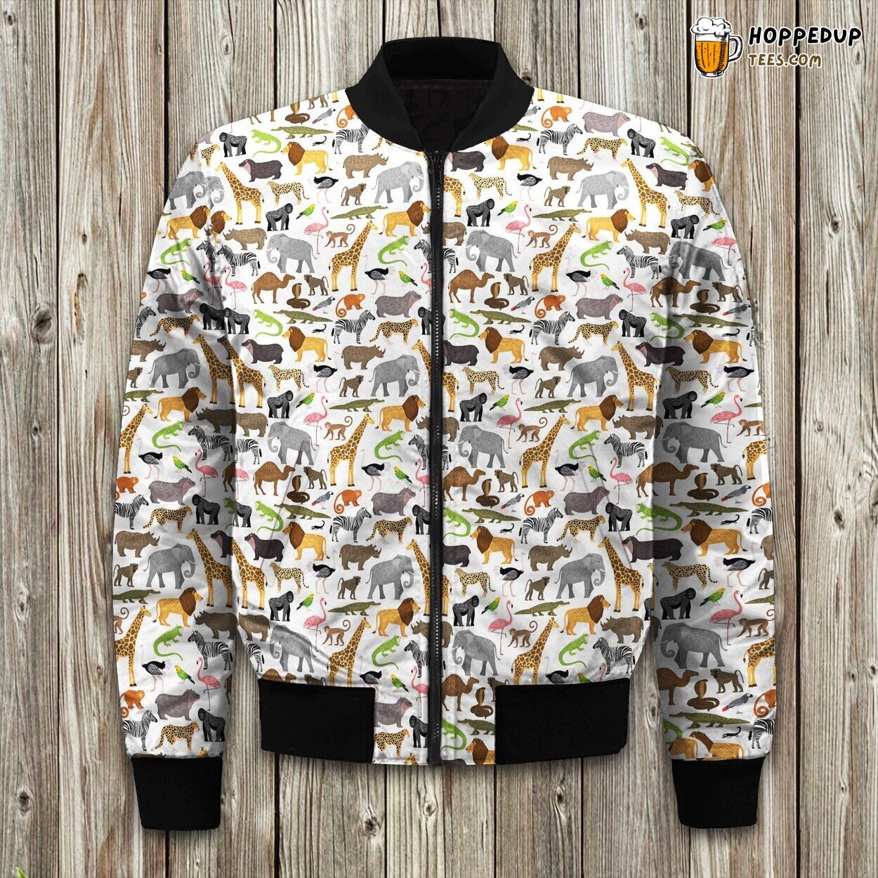 Wild Kingdom Animals Winter Bomber Jacket Tailored Elegance Unique Craft