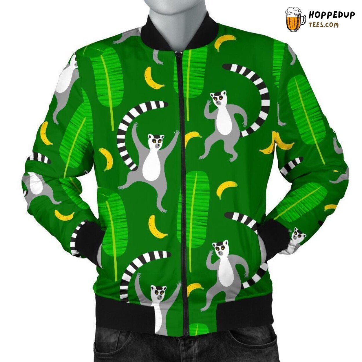 Wild Lemur Tribute Men’s Bomber Jacket Unique Distinct Pattern Design Art
