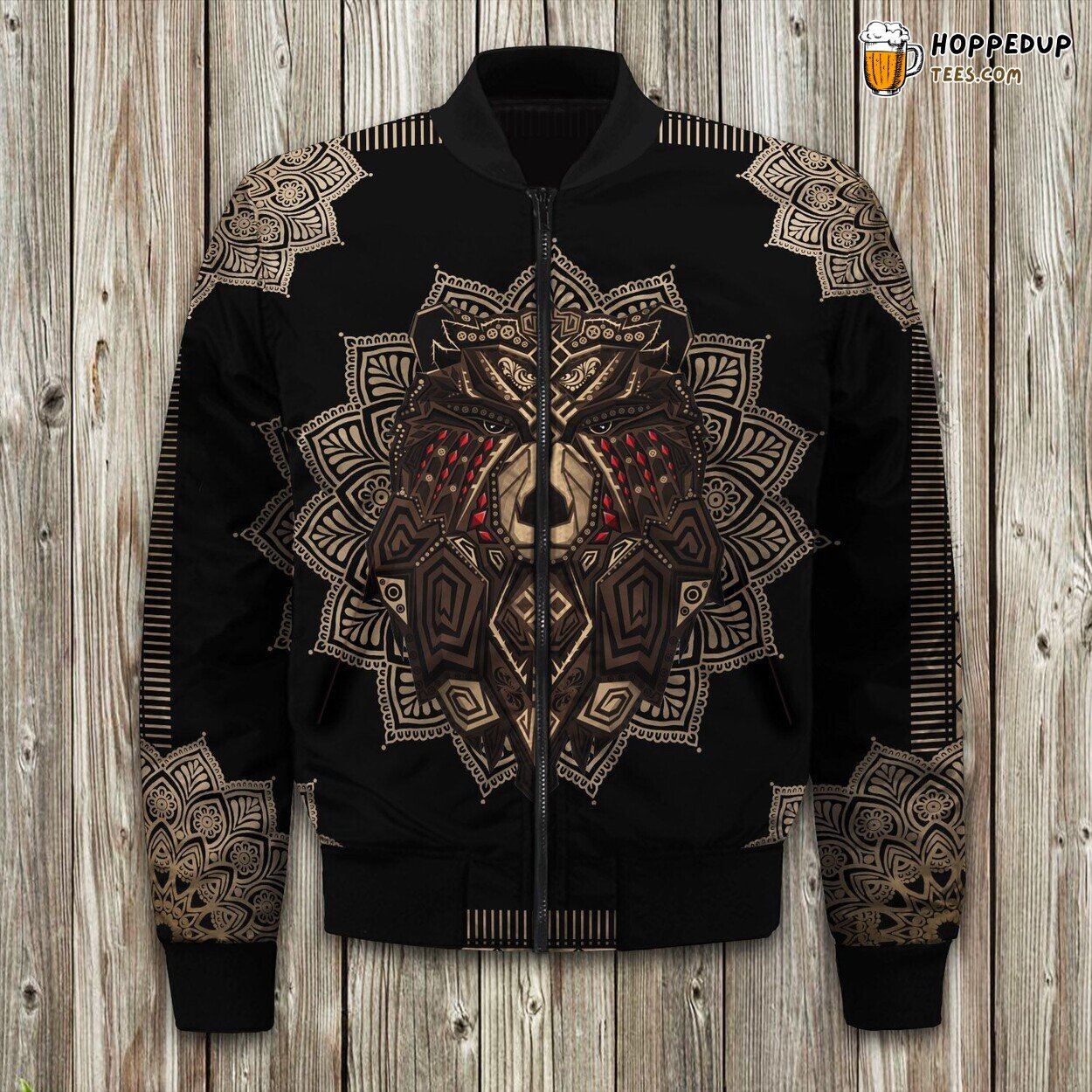 Wild Nature Bear Print Winter Bomber Jacket Forest Adventure Style Statement