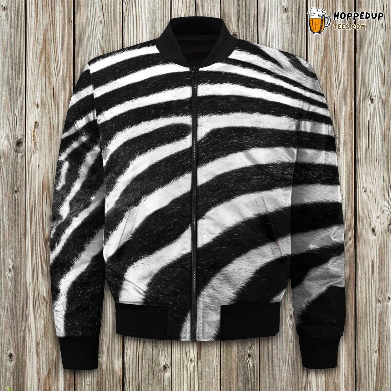 Wild Stripes Zebra Print Winter Bomber Jacket Safari Elegance Fashion Look