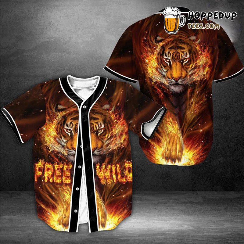 Wild Tiger Motif Free Spirit 3D Baseball Tee Jersey Nature Inspired