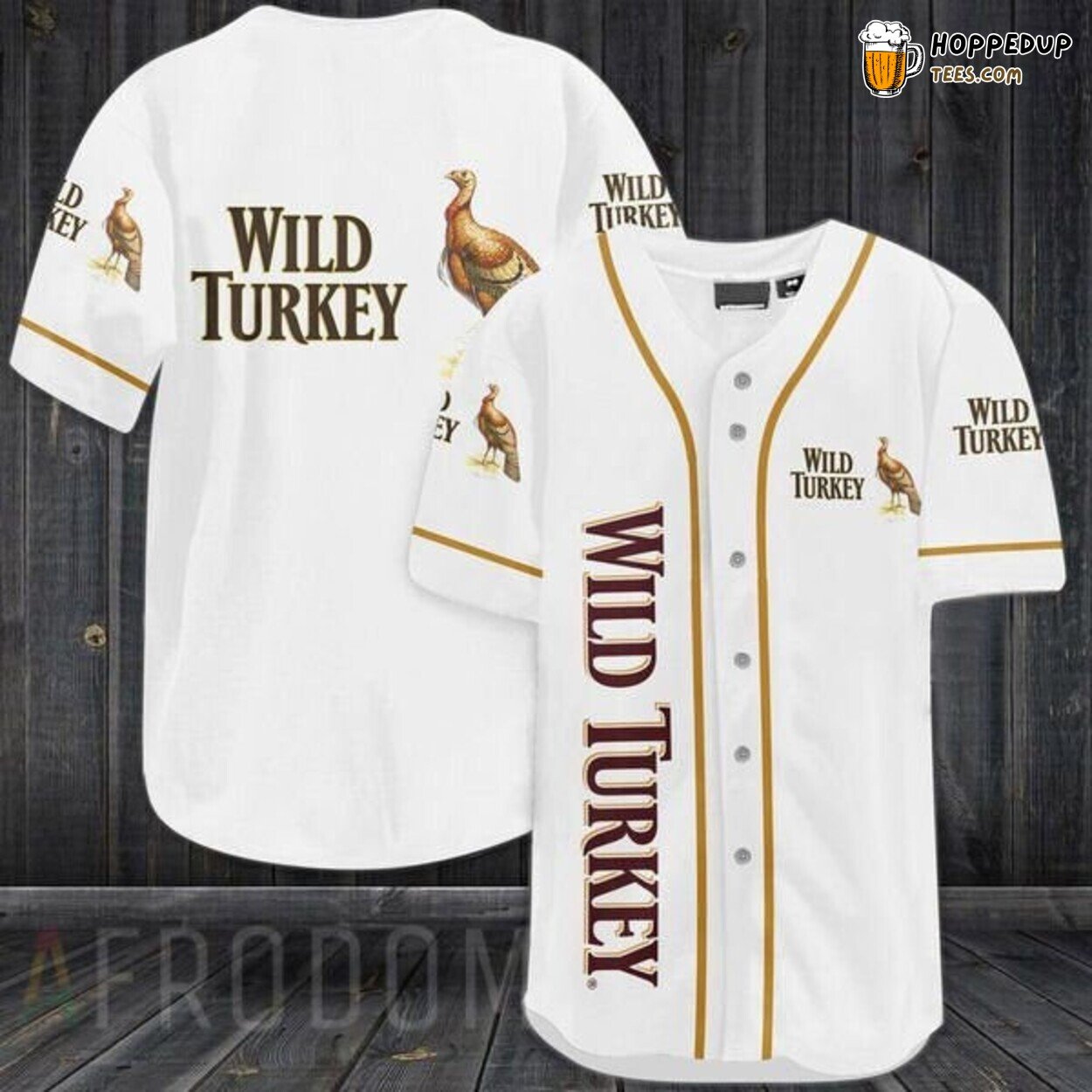 Wild Turkey Bourbon White Branded Baseball Jersey Kentucky Spirit