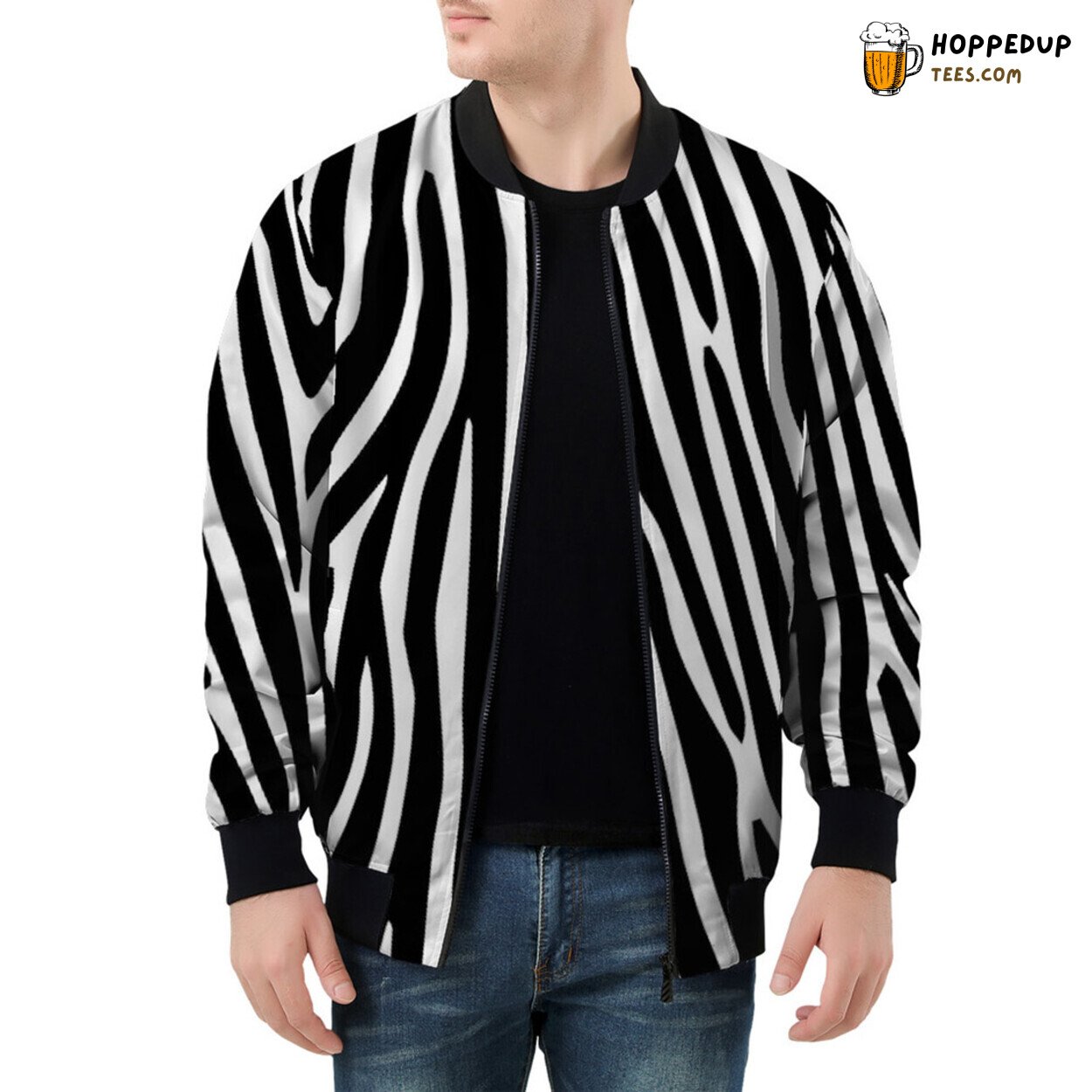 Wild Zebra Stripes Breathe Life into Men’s Bomber Jacket Design