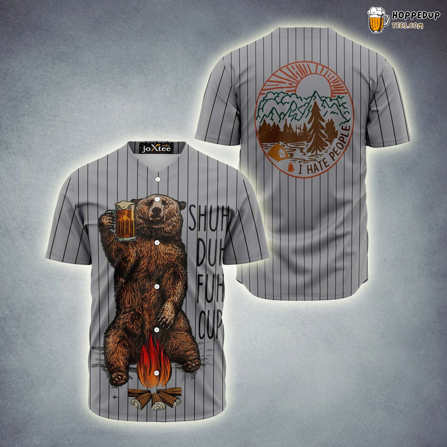 Wilderness Fun Bear Beer Camping 3D Baseball Tee Jersey for Campers