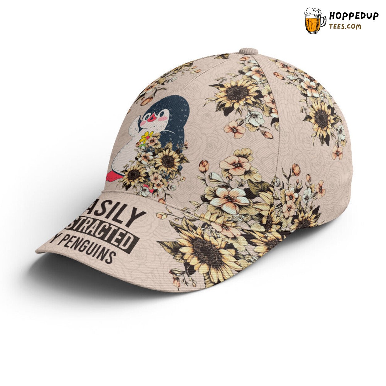 Wildlife Lovers Floral Penguin Vintage Unique Design Baseball Cap