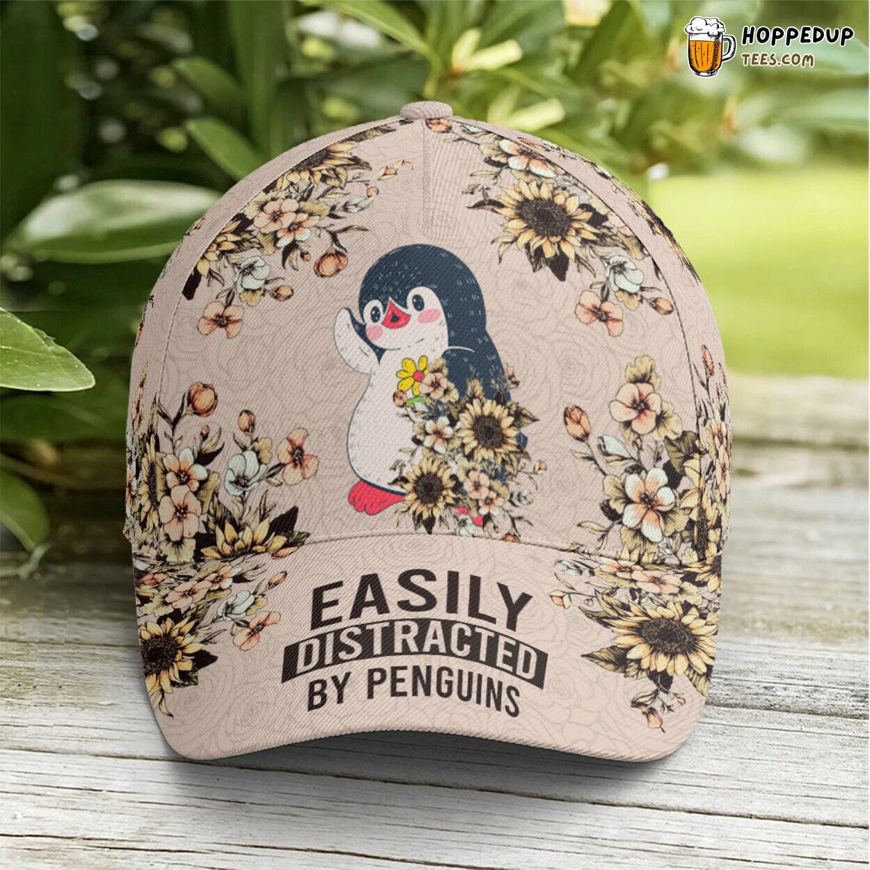 Wildlife Lovers Floral Penguin Vintage Unique Design Baseball Cap