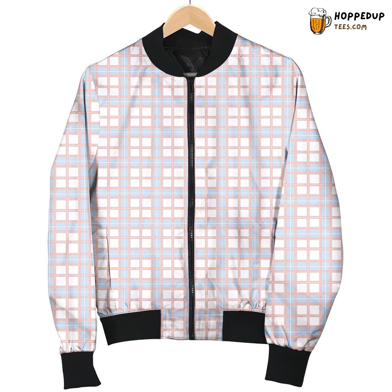 Windowpane Check Pattern Like Bomber Jacket