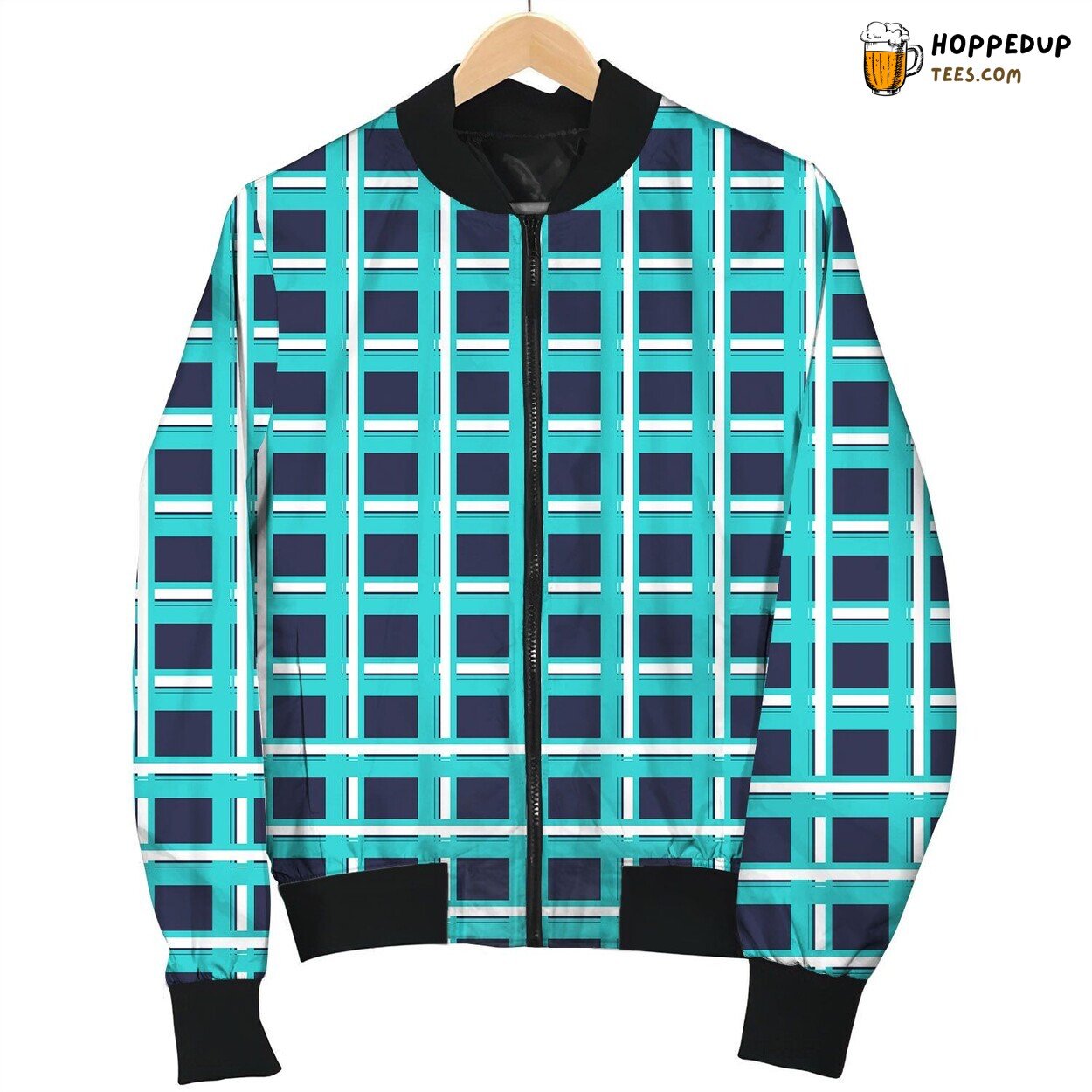 Windowpane Check Pattern Sweet Bomber Jacket