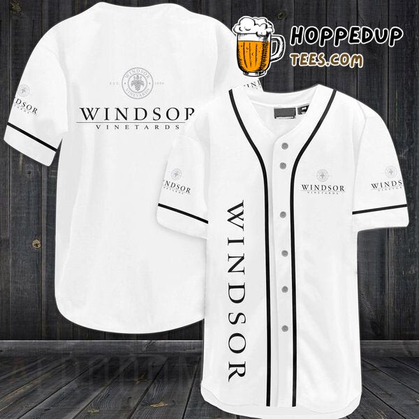 Windsor Vineyards White Wine Themed Baseball Jersey Distinctive Design Look