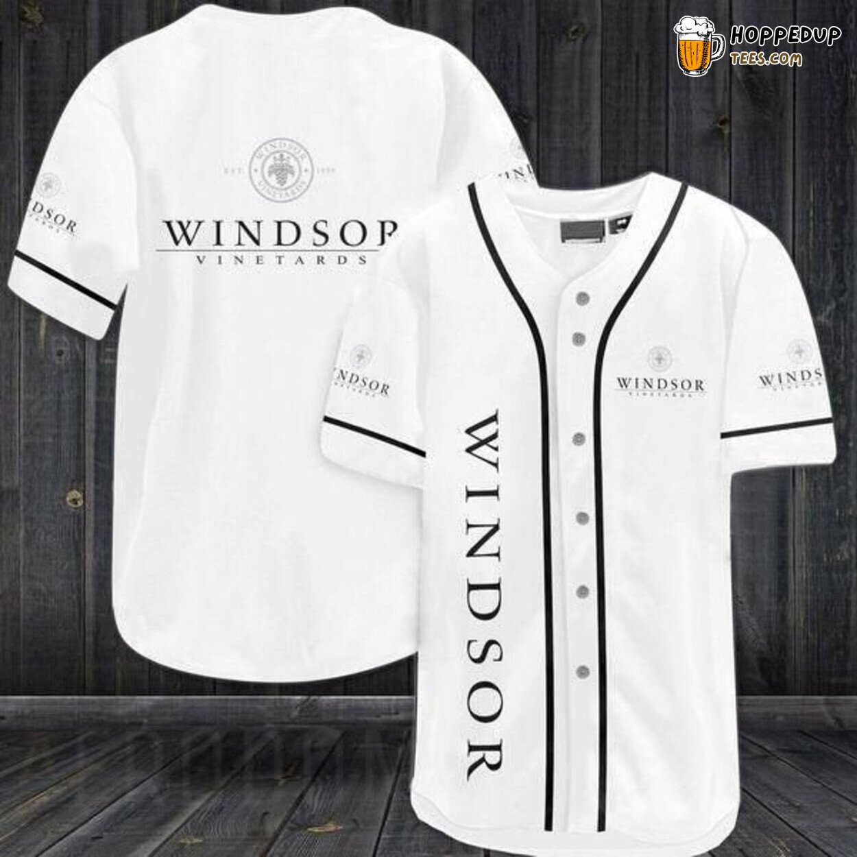 Windsor Vineyards Wine Enthusiast White Baseball Jersey Vino
