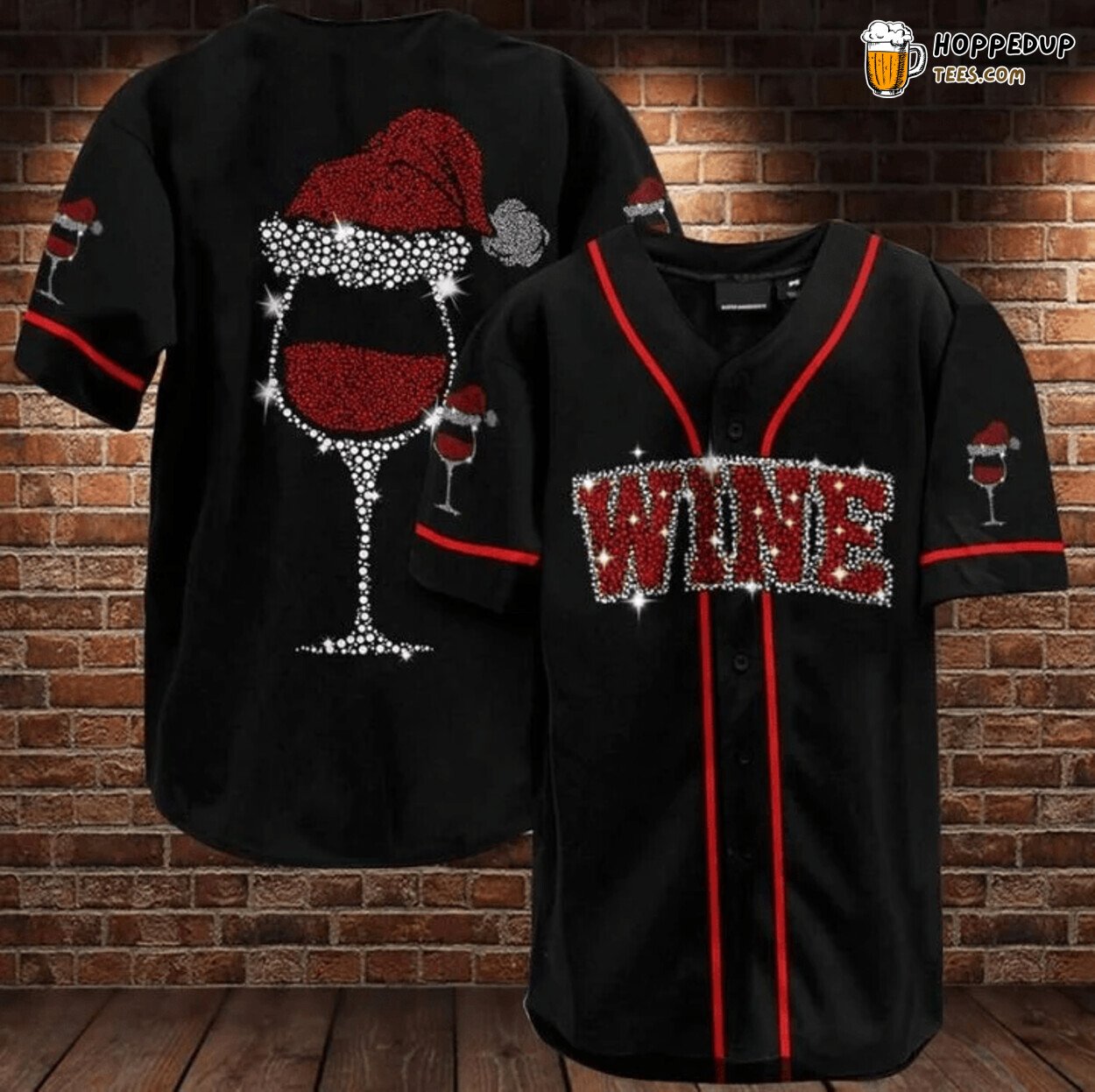 Wine Christmas Baseball Tee Jersey Shirt Printed 3D