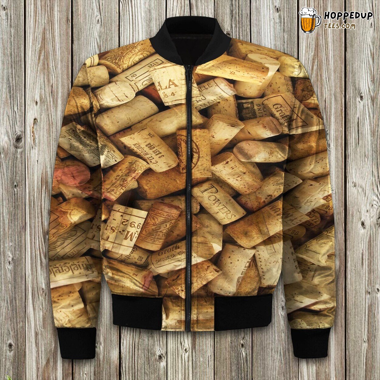 Wine Cork Print Winter Bomber Jacket Oenophile’s Unique Fashion Choice