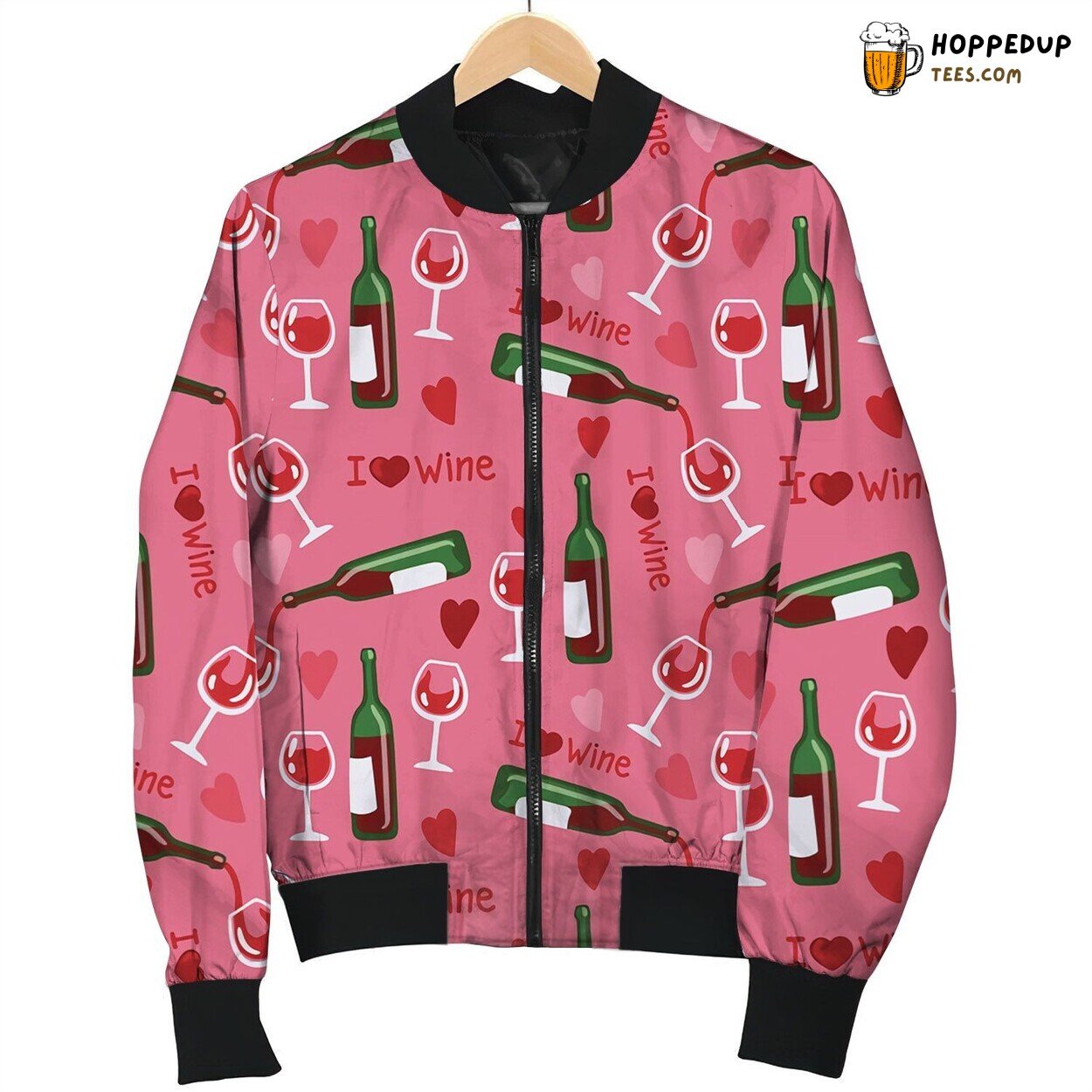 Wine Glasses And Bottles Bomber Jacket