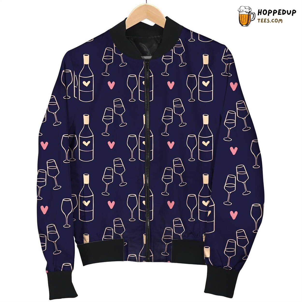 Wine Heart Romantic Red Essence Winter Bomber Jacket Love’s Sip