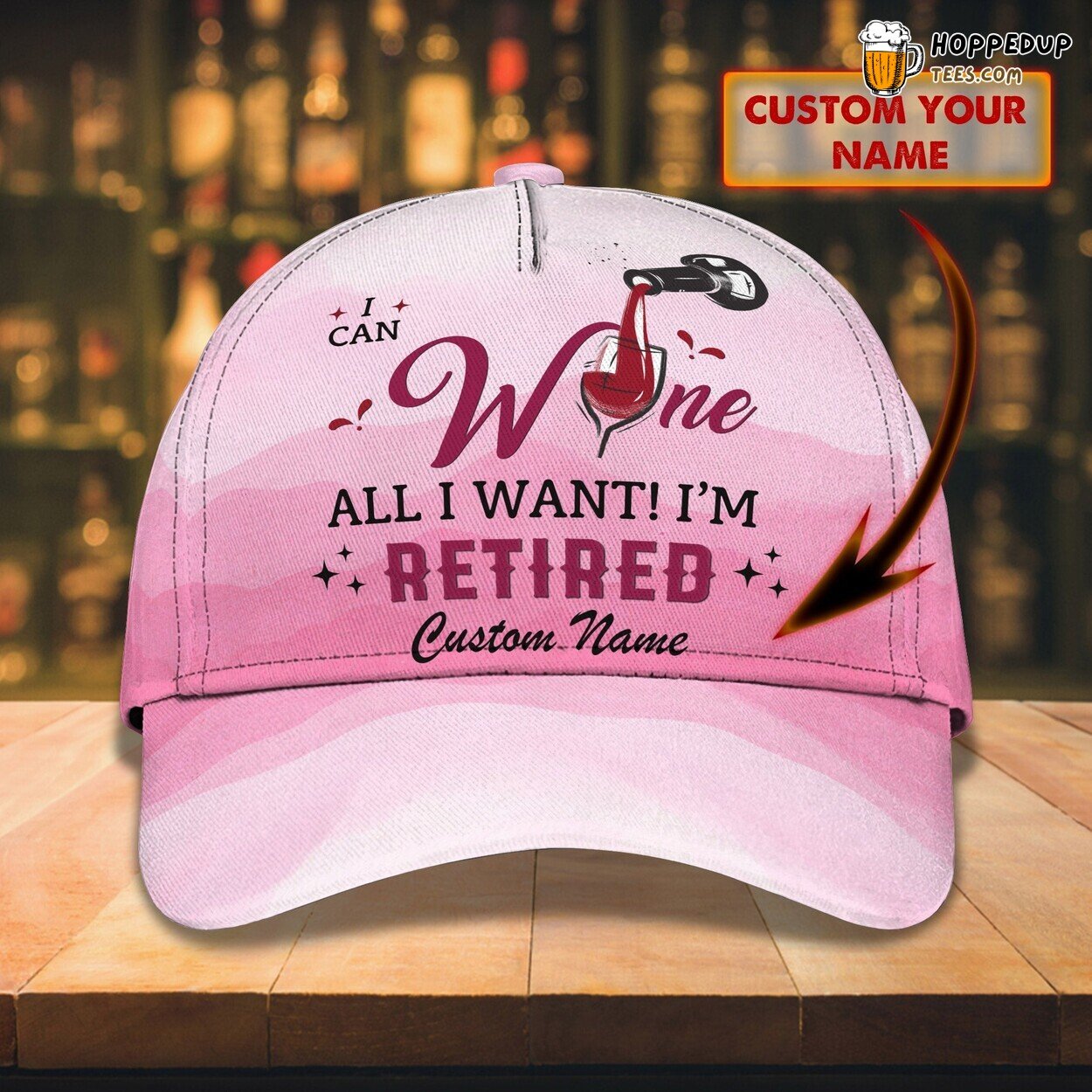 Wine Lover Retired Joy 3D Classic Cap Personalized Unique Design Name