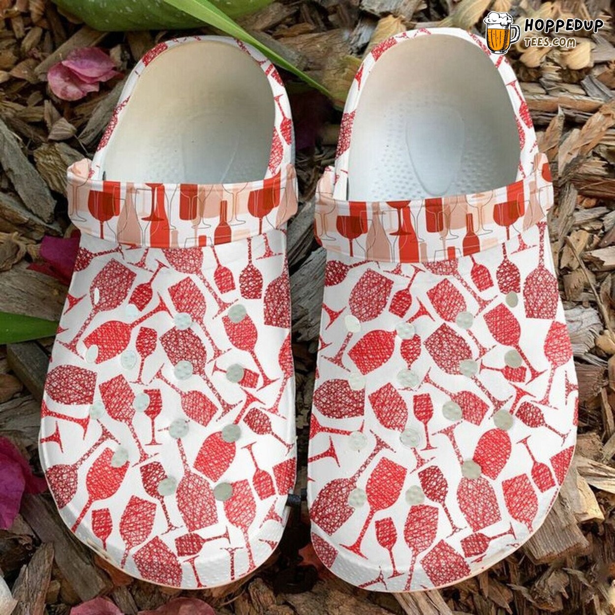 Wine Red Pattern Bling Bling 102 Themed Rubber Clog Shoes Comfort