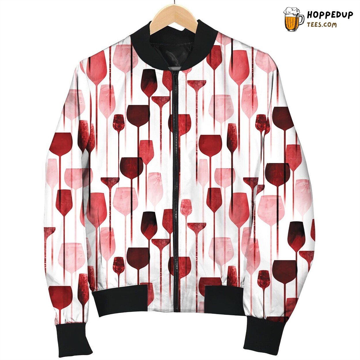 Wine Red Rich Elegance Winter Bomber Jacket Grapevine Art