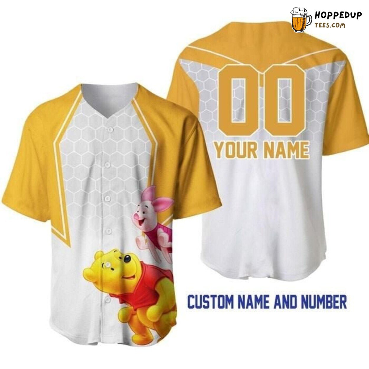 Winnie Pooh Piglet Disney Honey Golden Baseball Jersey Childhood