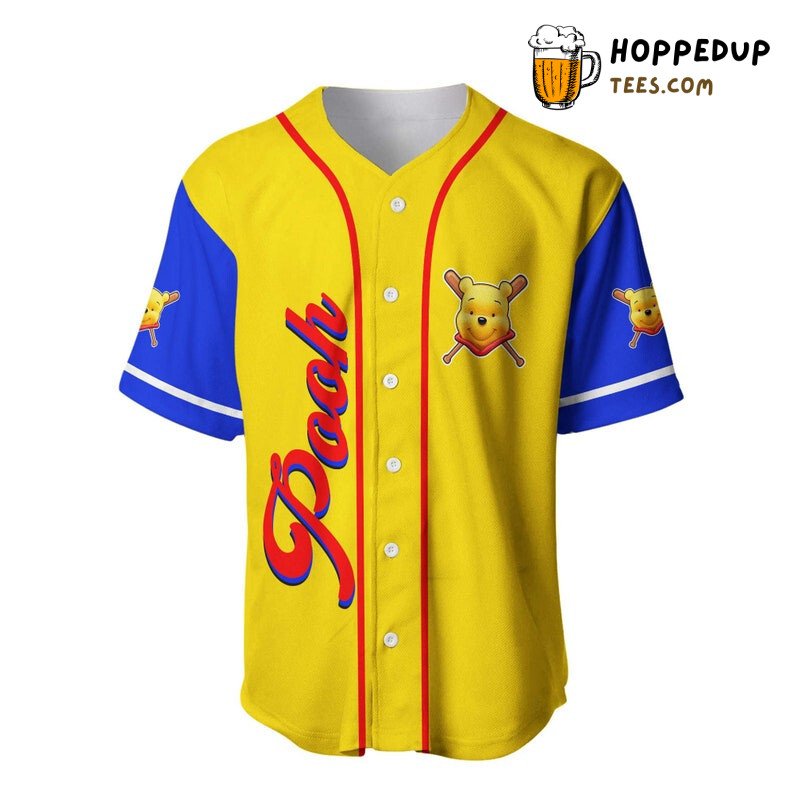 Winnie The Pooh All Over Print Baseball Jersey Yellow Unisex Jersey Shirt