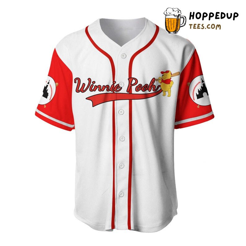 Winnie the Pooh Cartoon Graphics All Over Print Unisex Baseball Jersey White Unisex Jersey Shirt