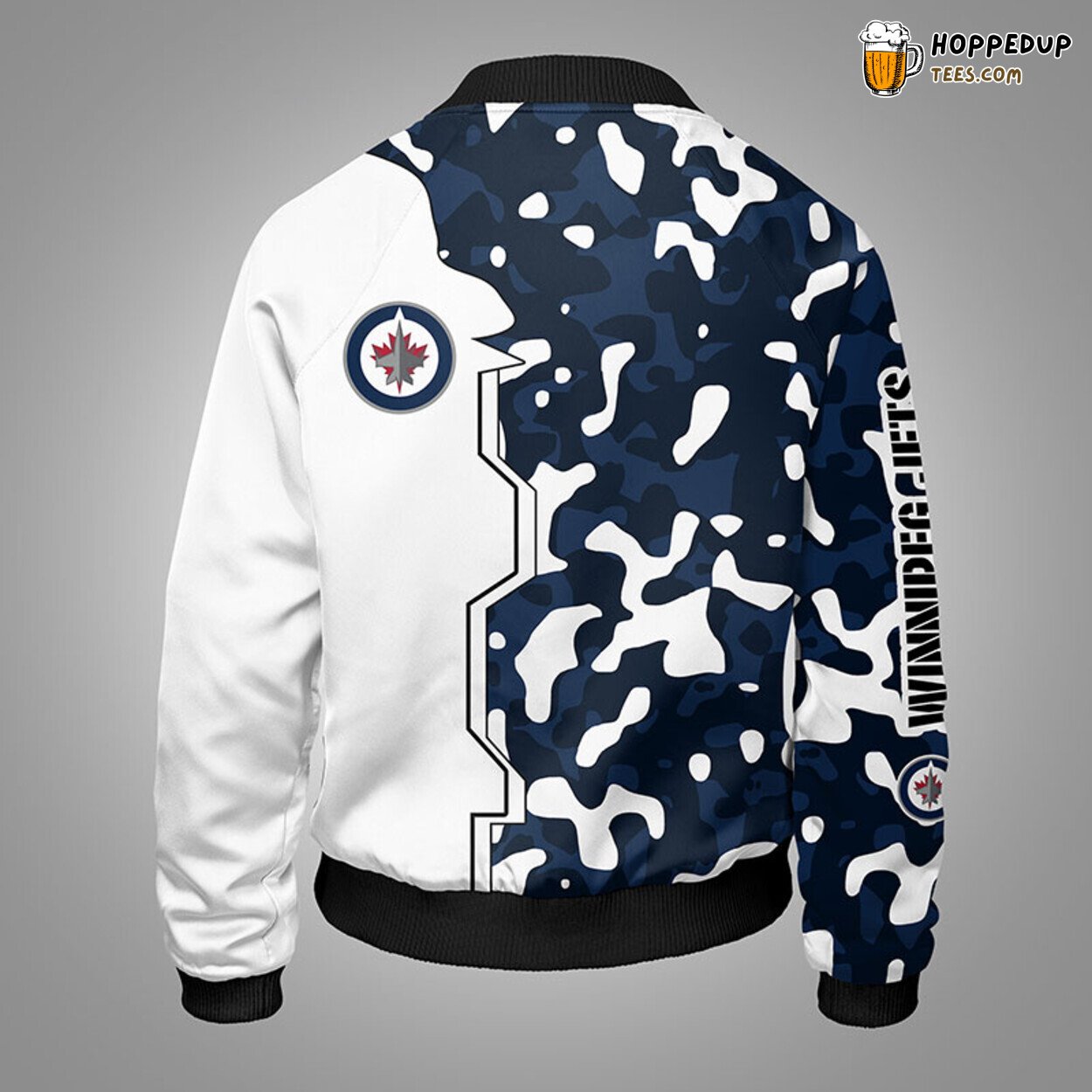 Winnipeg Jets NHL Camouflage Blue Bomber Jacket Unique Theme Look