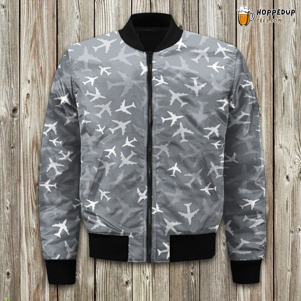 Winter Bomber Jacket Airplane Patterned Design Collection