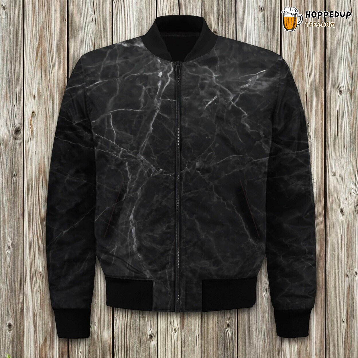 Winter Bomber Jacket Black Grey Dark Marble Precision Crafted Fit