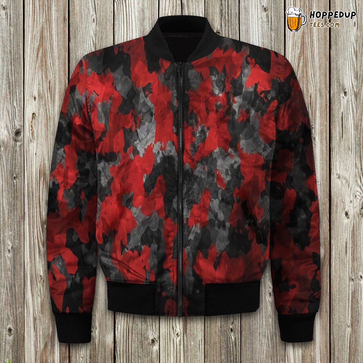 Winter Bomber Jacket Black Red Camo Edition Tailored Design Fitted