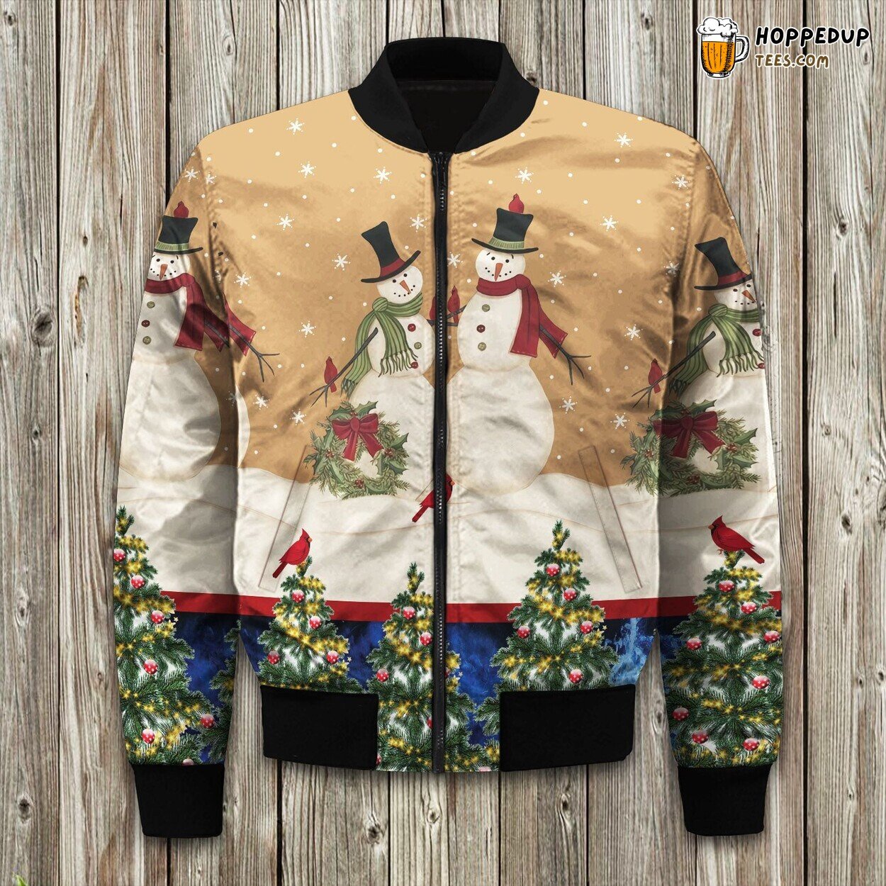 Winter Bomber Jacket Christmas Snowman Tailored Crafted Precision Fit
