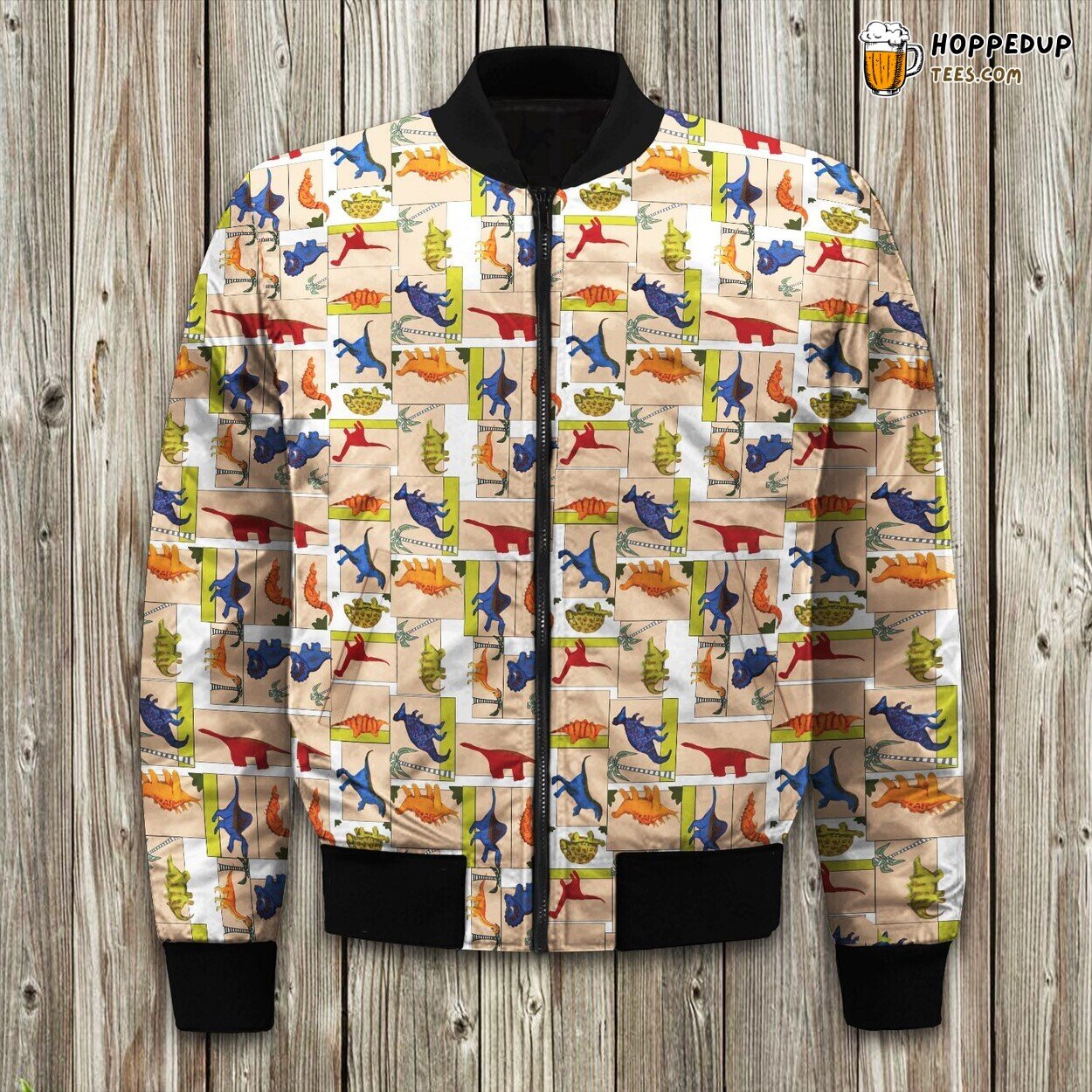 Winter Bomber Jacket Classic Dinosaur Series Elegance Warm Luxurious Comfort Design