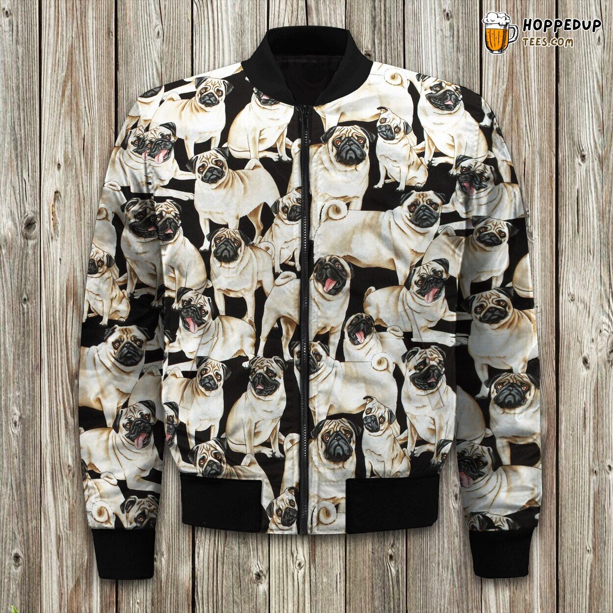 Winter Bomber Jacket Featuring Classic Pug Graphic Premium Design