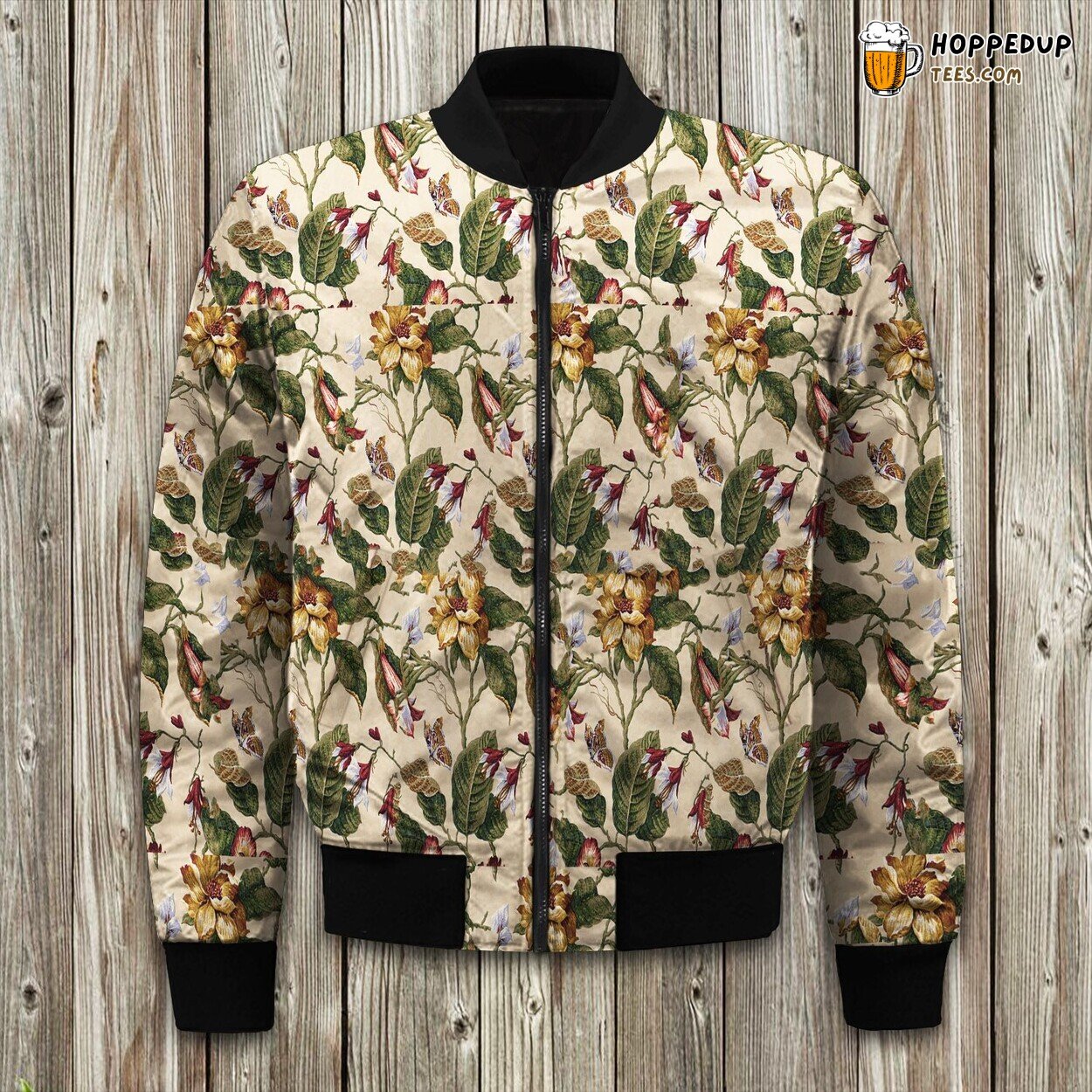 Winter Bomber Jacket Floral Stripe Laurel Springs Stylish Unique Collection