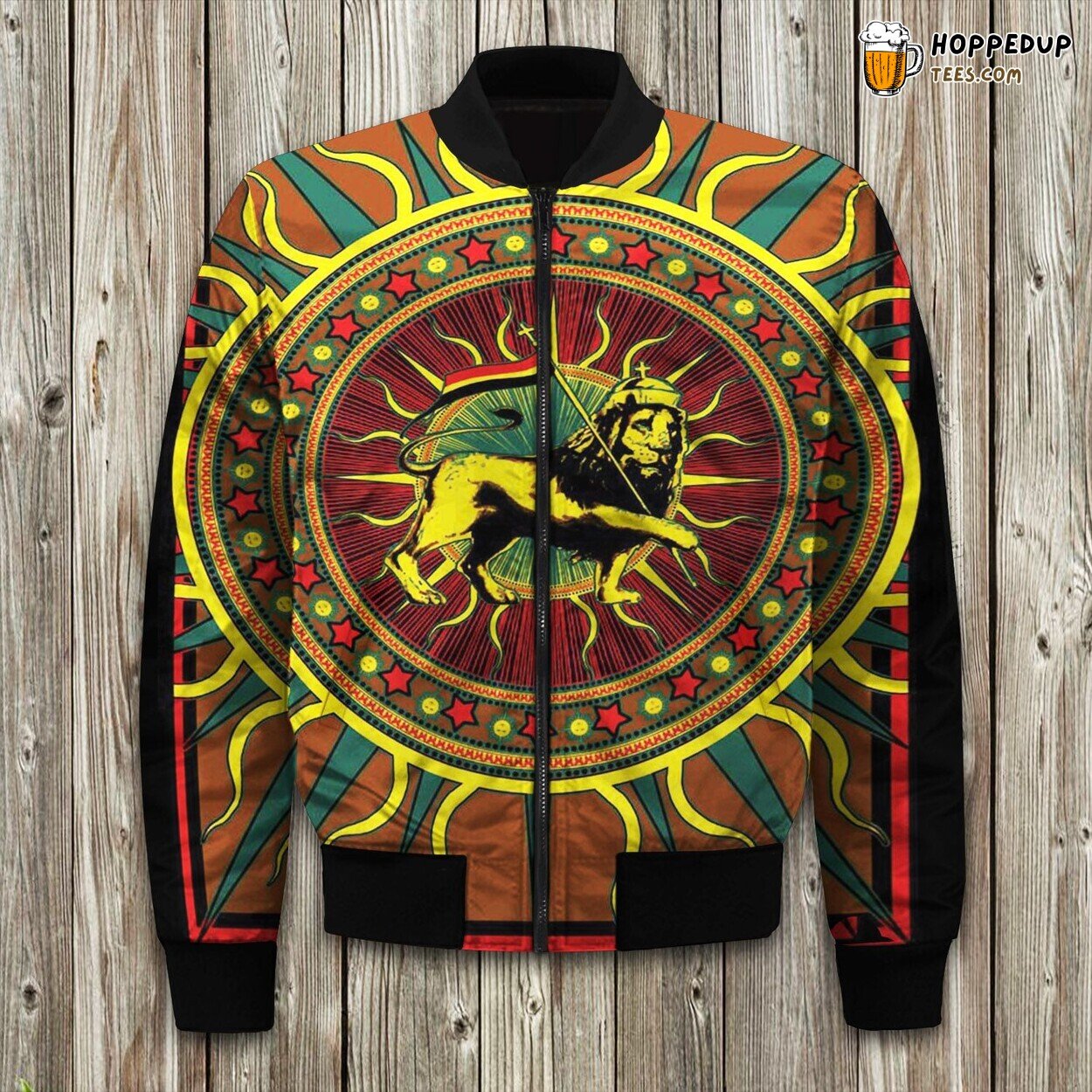 Winter Bomber Jacket Inspired by Rasta Lion Cultural Trend Design
