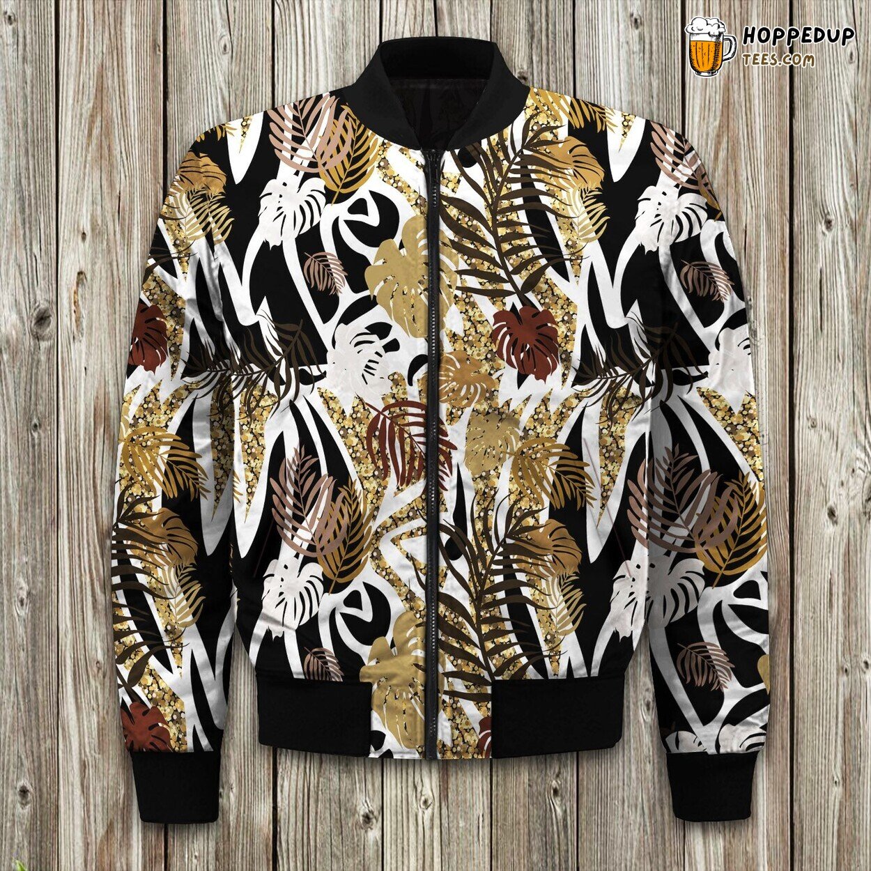 Winter Bomber Jacket Safari Plant Inspired Pattern Fashionable Trend
