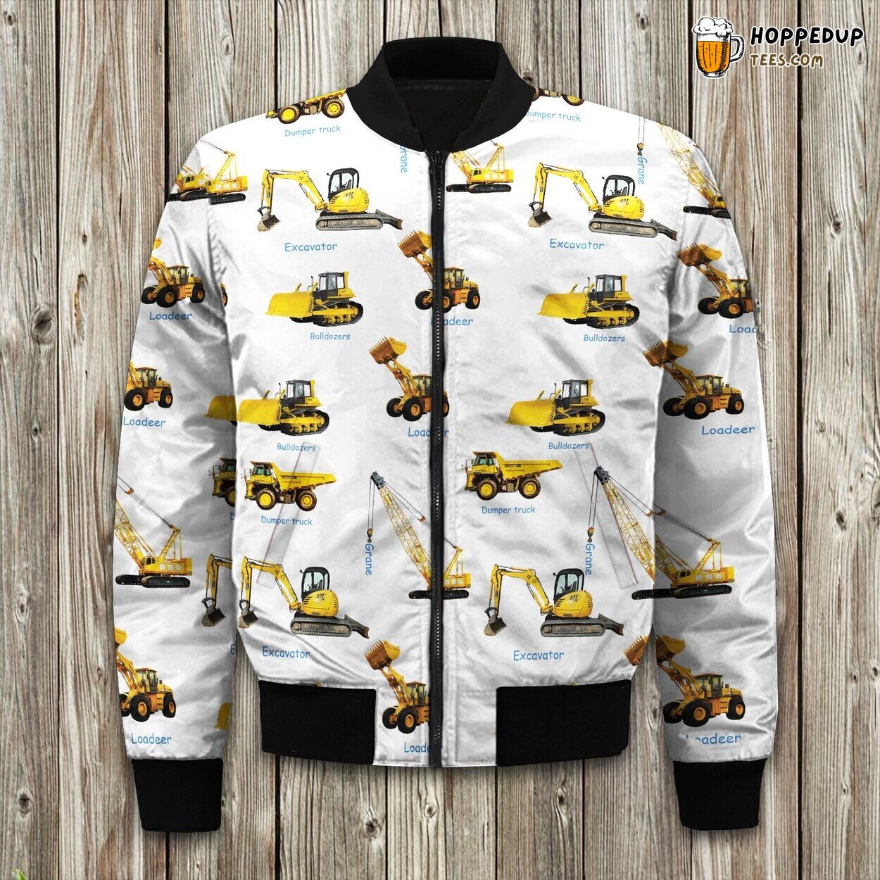 Winter Bomber Jacket Series Construction Truck Theme Luxurious Elegance Design