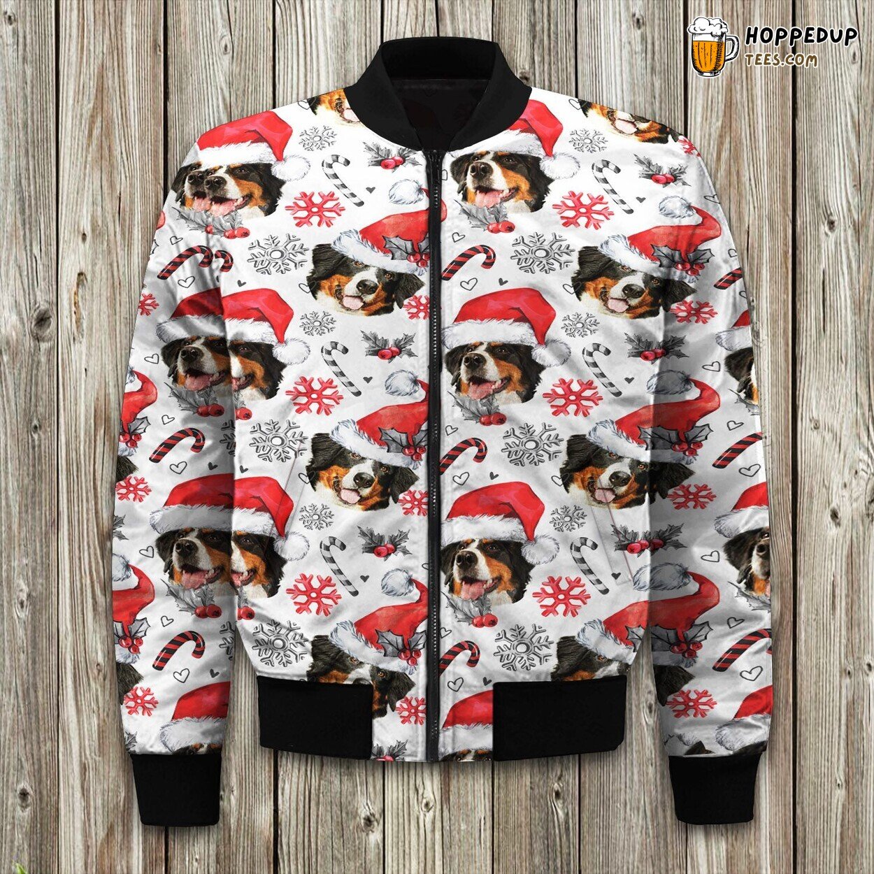 Winter Bomber Jacket Showcasing Bernese Mountain Canine Showcase