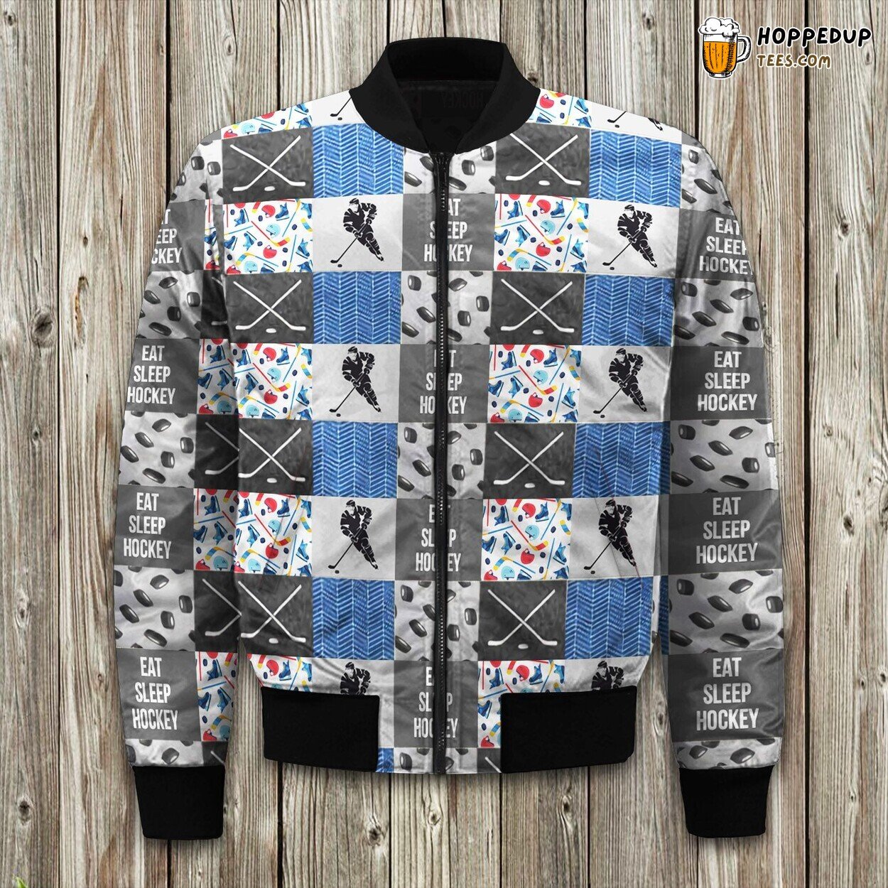 Winter Bomber Jacket Stylish Collection Eat Sleep Hockey Design