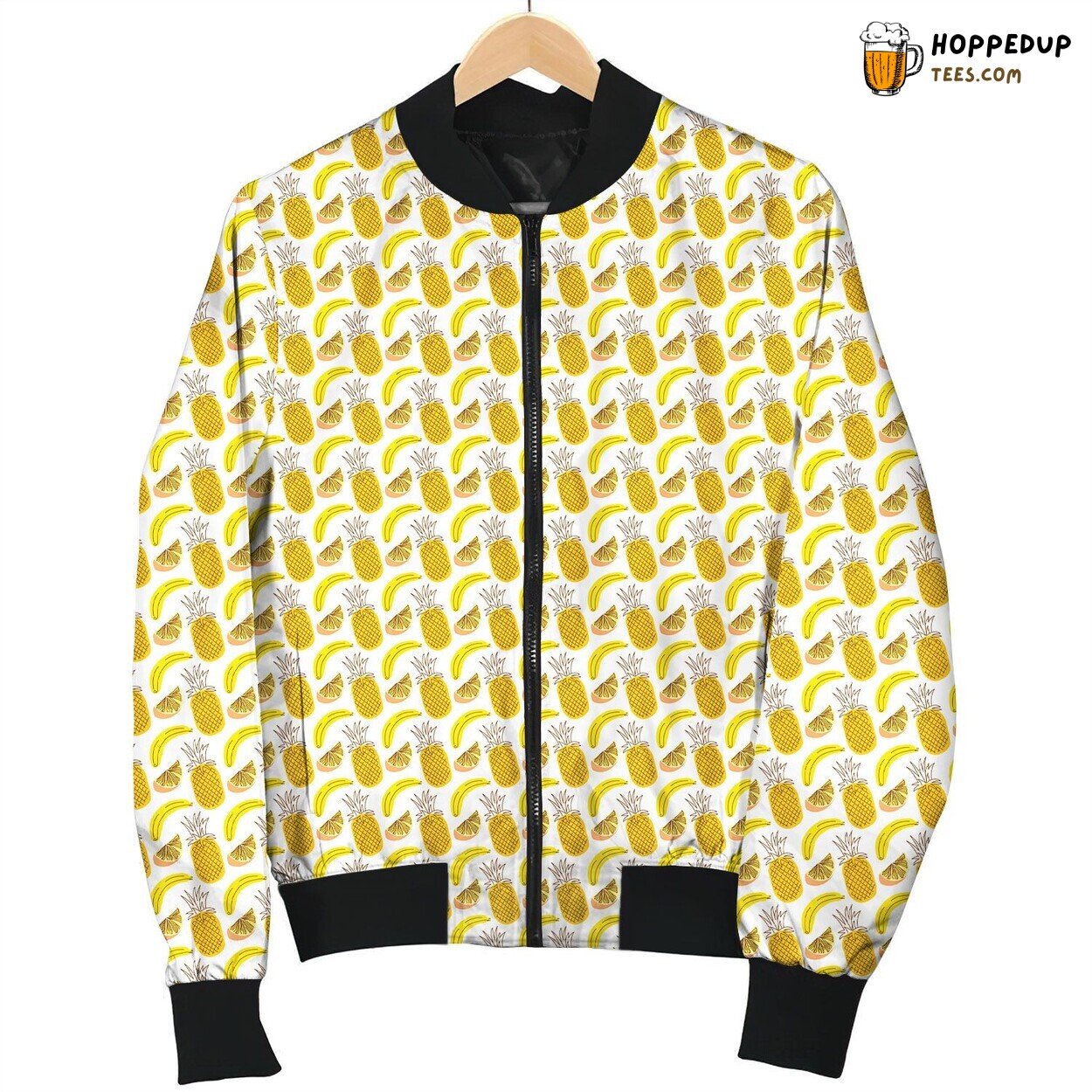 Winter Bomber Jacket Unique Pineapple Pattern Stylish Warm Wear Design