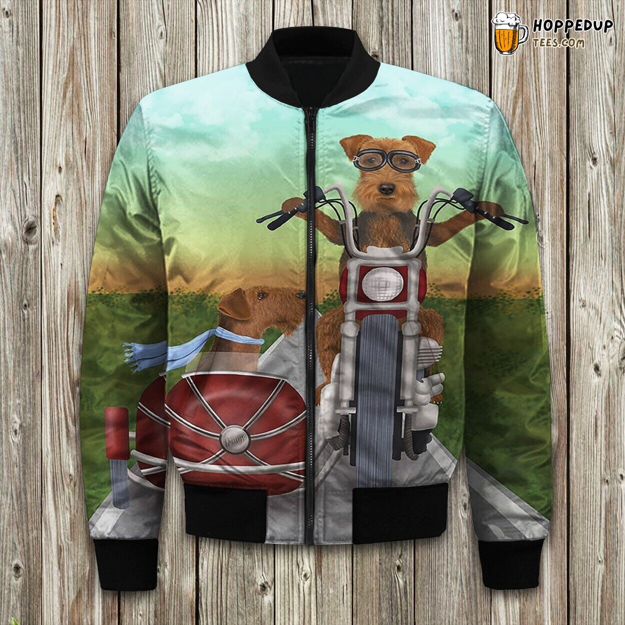 Winter Bomber Jacket With Airedale Terrier Imprint Exclusive Style