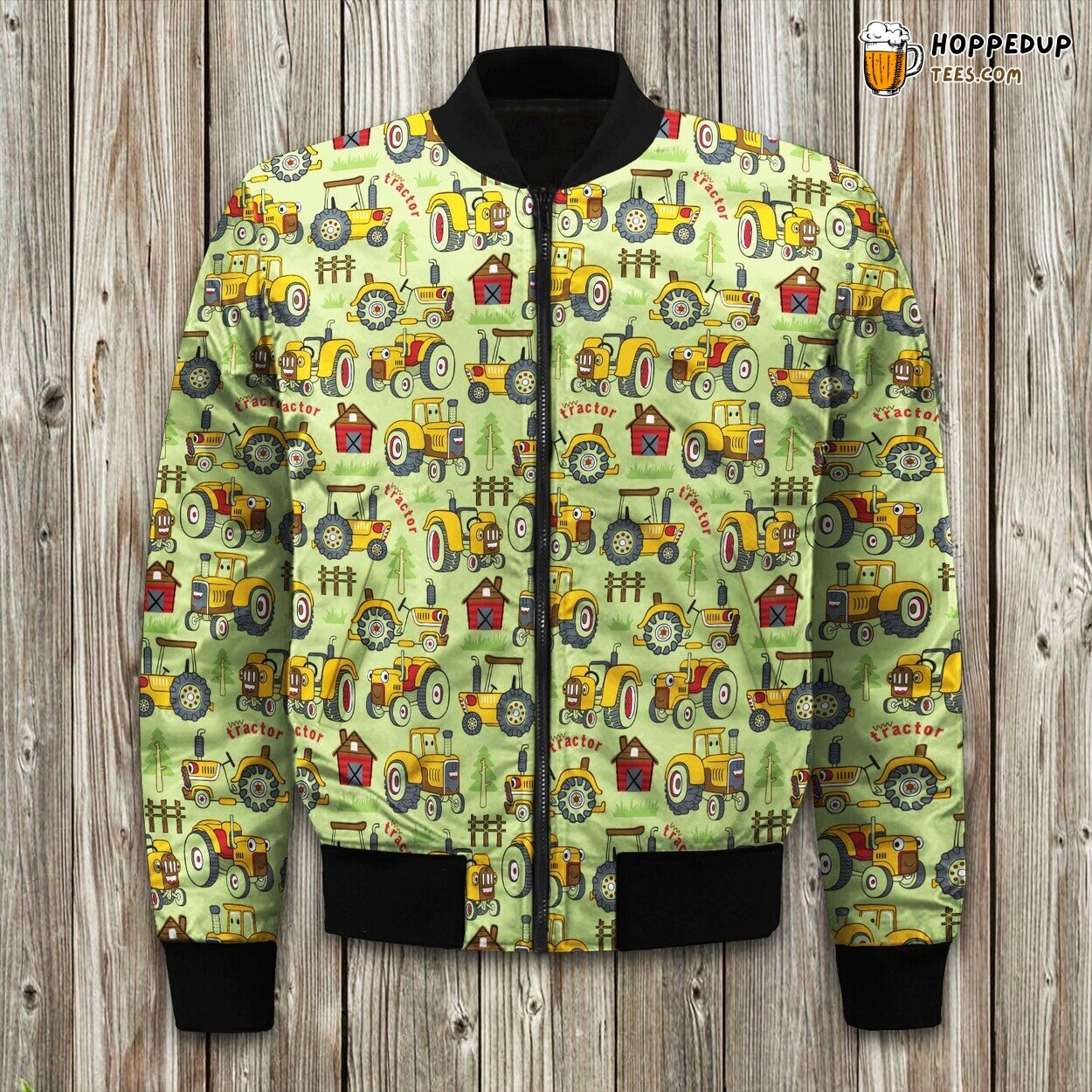Winter Bomber Jacket Yellow Tractor Farming Stylish Collection Design