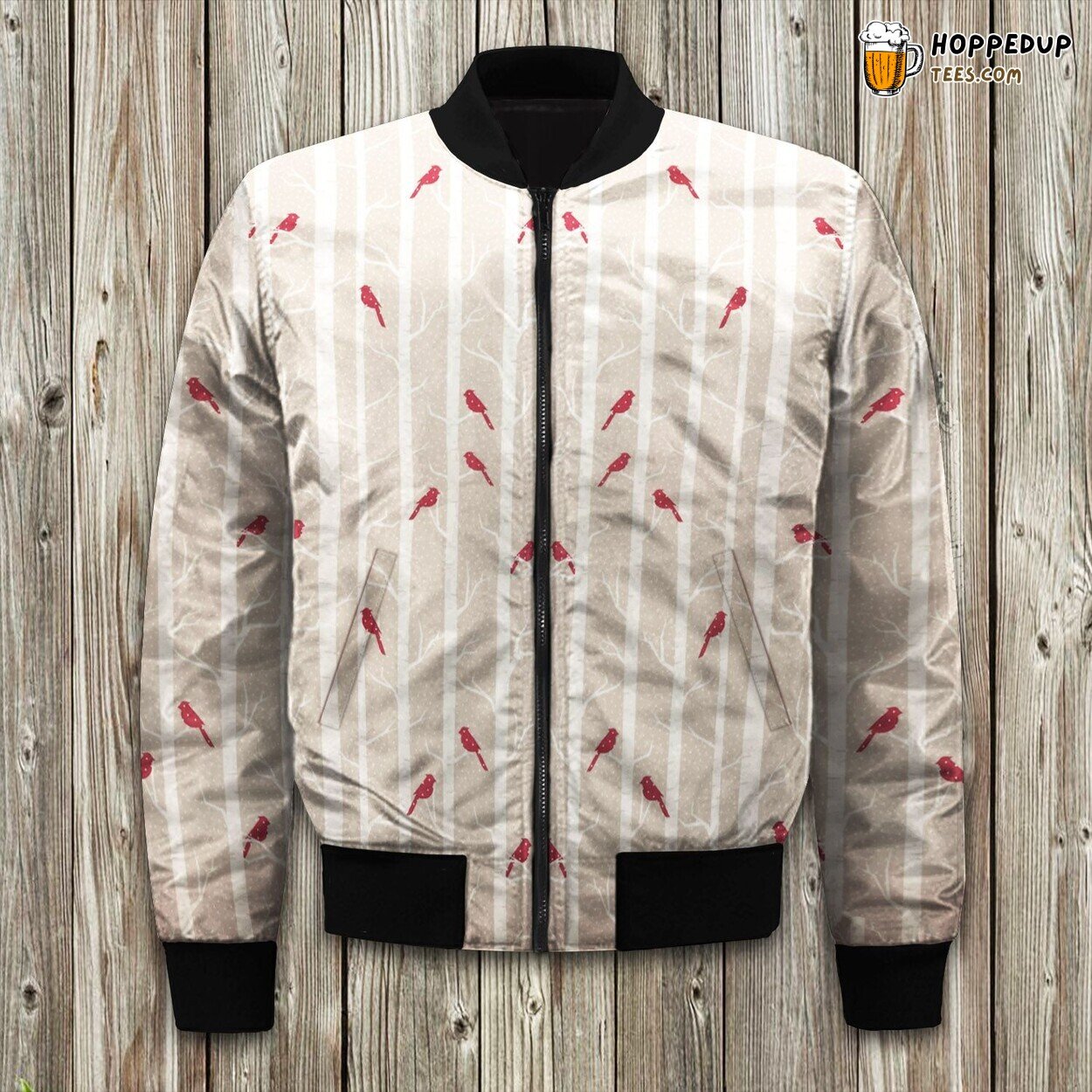 Winter Cardinals Gathering Bomber Jacket Tailored Unique Elegance Precision Design