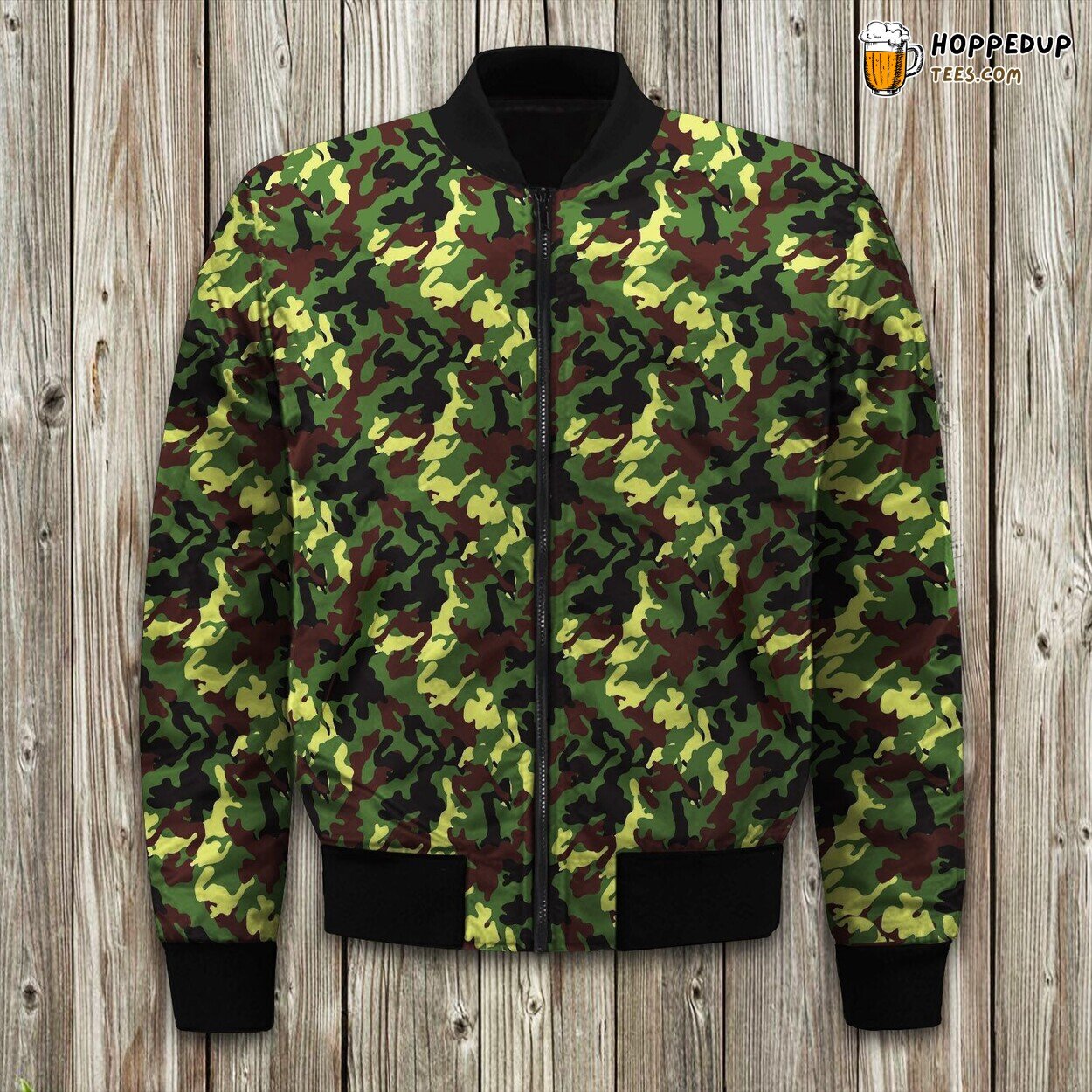 Winter Jacket Bomber Style Army Green Camouflage Design Perfect Cold Days