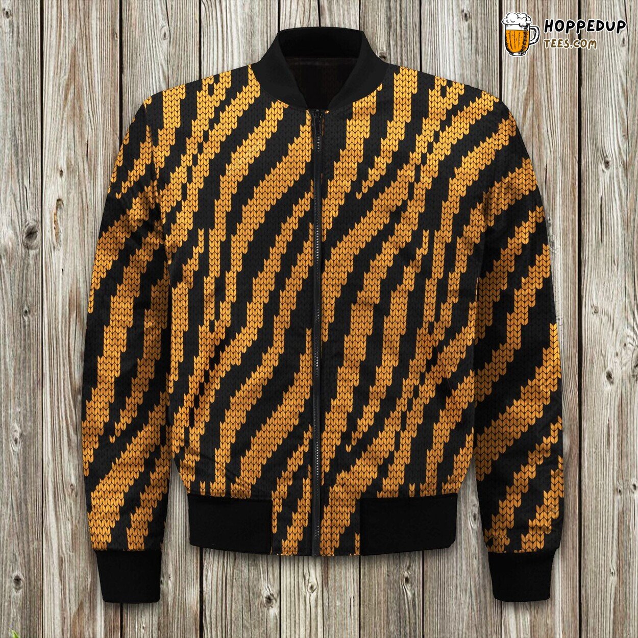 Winter Jacket Featuring Exotic Tiger Skin Print Bomber Style
