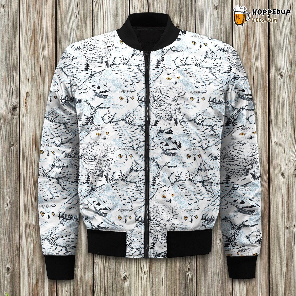 Wise Owl Bird Print Winter Bomber Jacket Night Hunter Inspired Style
