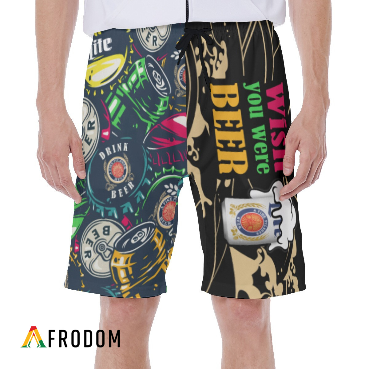 Wish You Were Beer Miller Lite Hawaiian Shorts HU