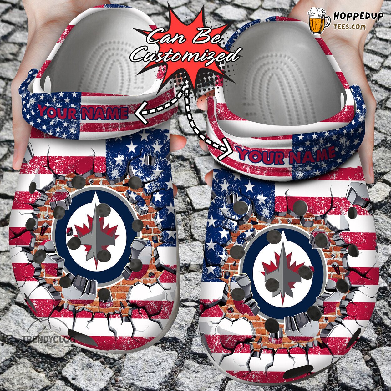 WJets Hockey American Flag Wall Breaking Personalized Clog Shoes