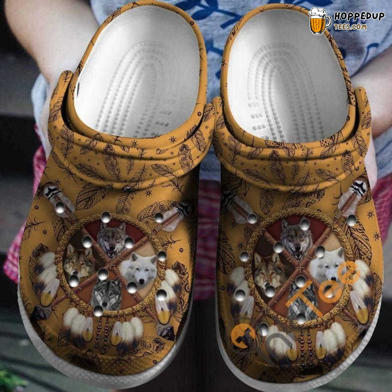 Wolf American Native Inspired Design Comfortable Clog Shoes Unique